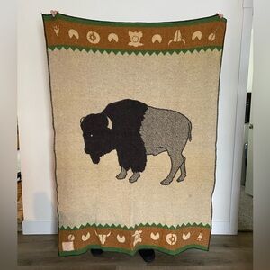 Wellspring  Tatanka Buffalo Wool Blanket Faribault Mill Western Robe Throw